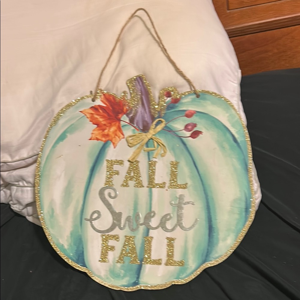 Green and Purple fall pumpkin sign
